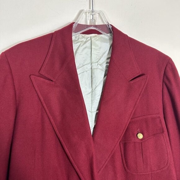 VTG 60s Coat 1960s Double Breasted Coat Blazer Wool Wine Red Gold Button M/L - Picture 3 of 7